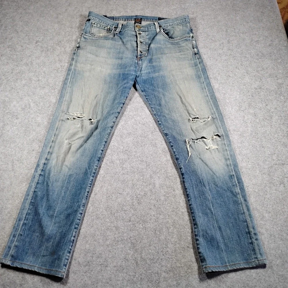 Citizens of Humanity Core Mens Distressed Straight Leg‎ Jeans Blue Size 34 USA